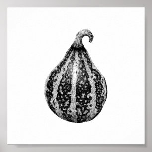 Autumn Pumpkin Ink Stipple Zeichnend Poster