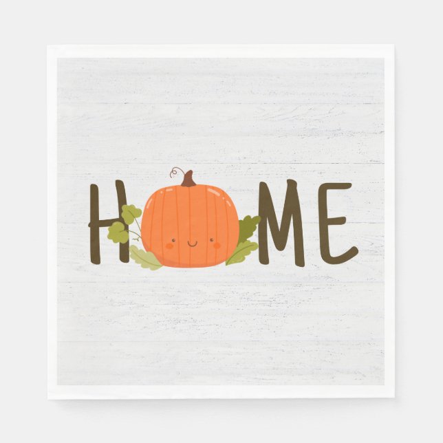 Autumn Pumpkin mit Zuhause Text Serviette (Vorderseite)