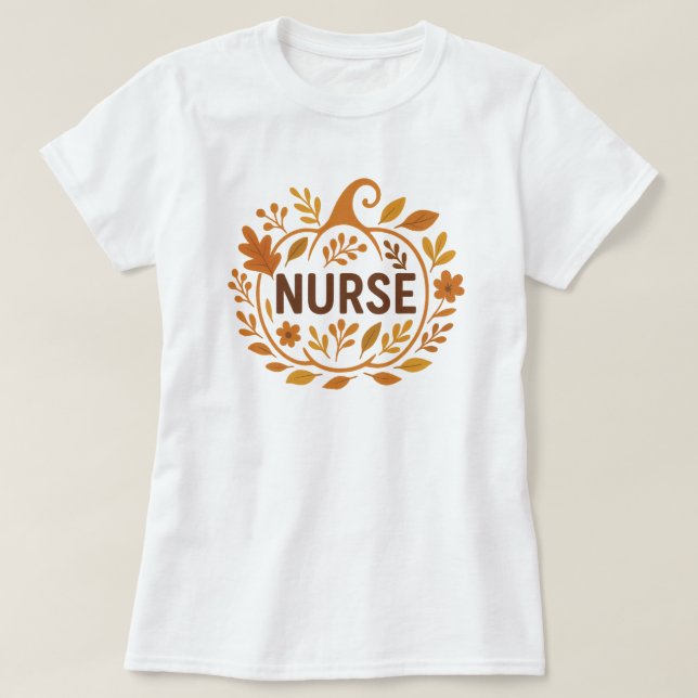 Autumn Pumpkin Nurse Design T-Shirt (Design vorne)