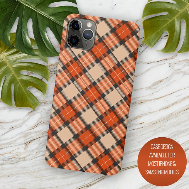 Autumn Pumpkin Orange Brown Tartan Muster iPhone Hülle (Von Creator hochgeladen)