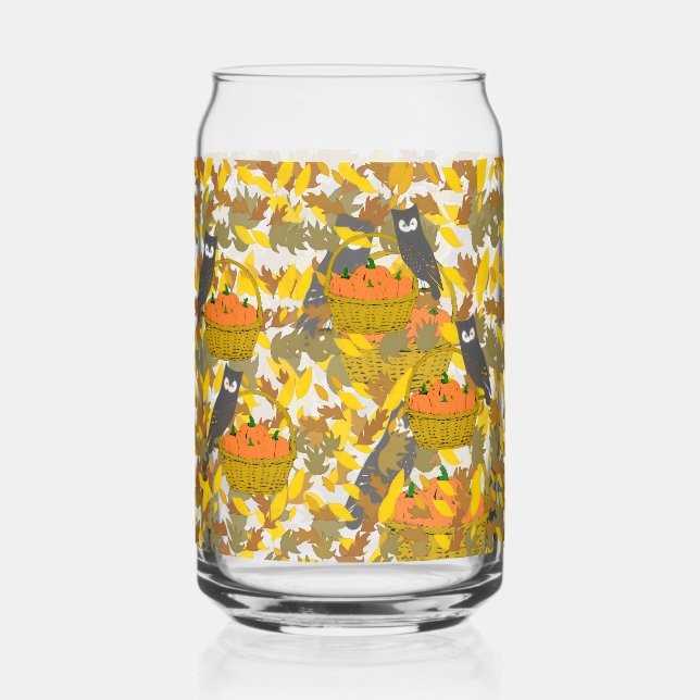 Autumn Pumpkin Pattern Can Glass for Fall Drinks Dosenglas (Vorderseite)
