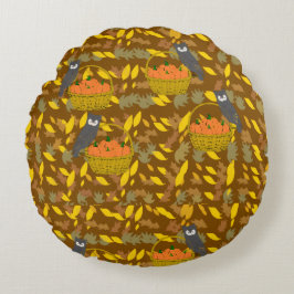 Autumn Pumpkin Pattern Round Throw Pillow Decor Rundes Kissen