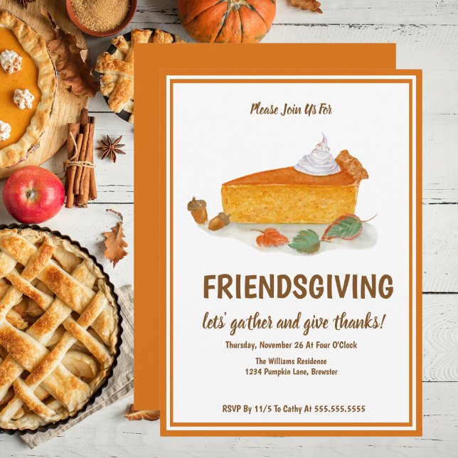 Autumn Pumpkin Pie Friendsgiving Erntedank Einladung (Von Creator hochgeladen)