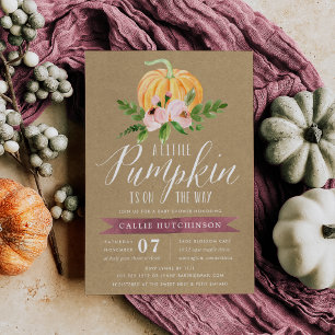 Autumn Pumpkin Pink Floral Baby Dusche Einladung