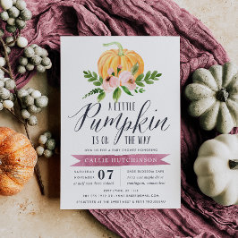 Autumn Pumpkin Pink Floral Baby Dusche Einladung