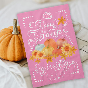 Autumn Pumpkin Pink Geschirrtuch