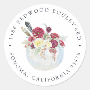 Autumn Pumpkin Rücksendeadresse Runder Aufkleber