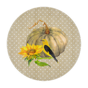 Autumn Pumpkin Sonnenblume und Finch Schneidebrett