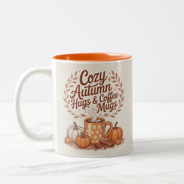 Autumn Pumpkin Spice Aesthetic Coffee Lovers Gift Zweifarbige Tasse (Links)
