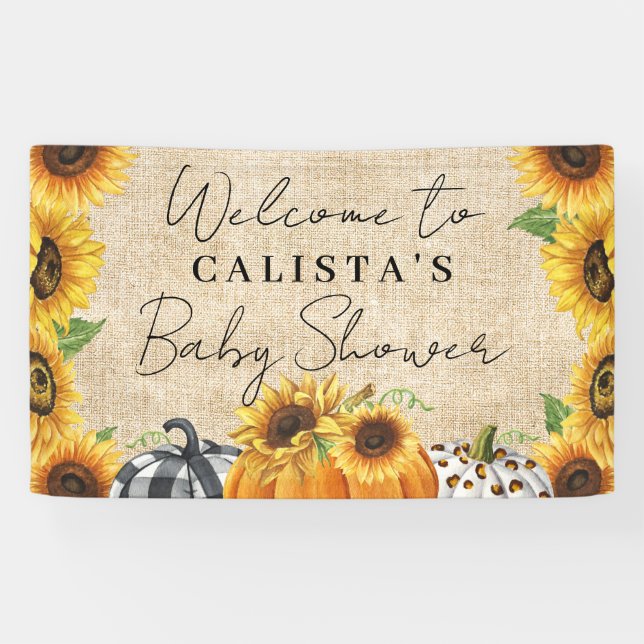 Autumn Pumpkin Sunflower Baby Dusche Willkommen Banner (Horizontal)