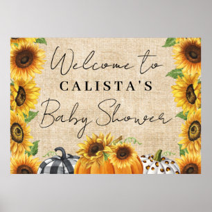 Autumn Pumpkin Sunflower Baby Dusche Willkommen Poster