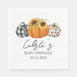 Autumn Pumpkin & Sunflower Baby Sprinkle Serviette