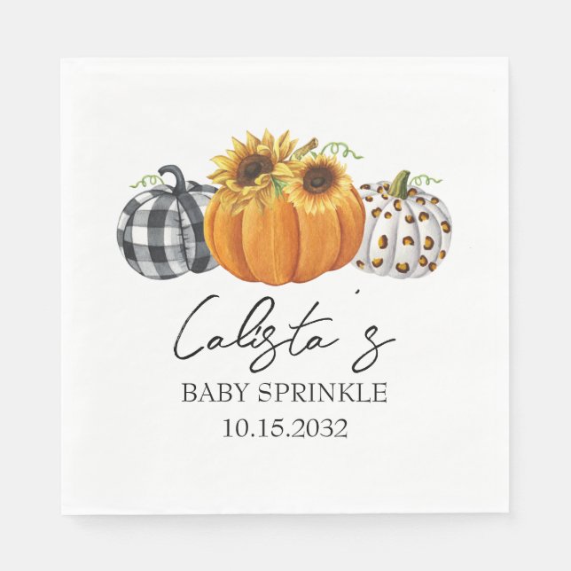 Autumn Pumpkin & Sunflower Baby Sprinkle Serviette (Vorderseite)