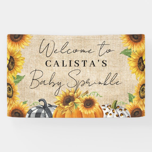 Autumn Pumpkin Sunflower Baby Sprinkle Willkommen Banner (Horizontal)