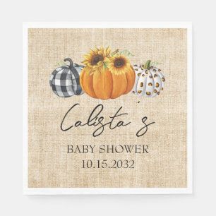 Autumn Pumpkin Sunflower Burlap Baby Dusche Serviette