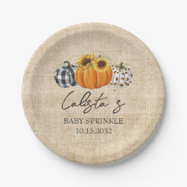 Autumn Pumpkin Sunflower Burlap Baby Sprinkle Pappteller