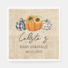 Autumn Pumpkin Sunflower Burlap Baby Sprinkle Serviette