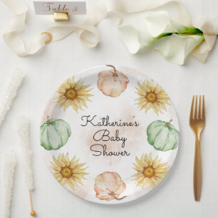 Autumn Pumpkin Sunflowers Baby Dusche Pappteller