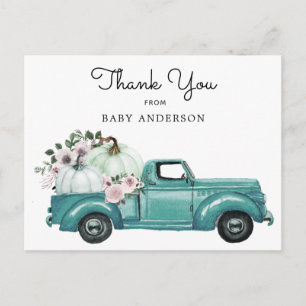 Autumn Pumpkin Truck Drive by Baby Shower Postkarte