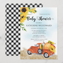 Autumn Pumpkin Truck | Sonnenblumen Babydusche Einladung