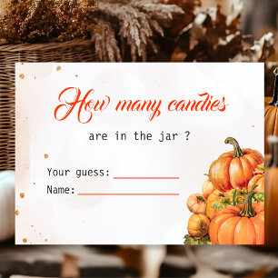 Autumn Pumpkin Wie viele Candies Baby Dusche Spiel Begleitkarte