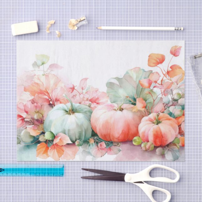 Autumn Pumpkins and Flowers Fall Decoupage Seidenpapier (Handwerk)