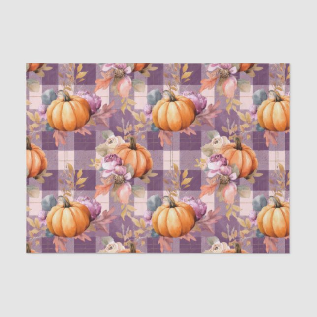 Autumn Pumpkins and Flowers Fall Pattern Decoupage Seidenpapier (Vorderseite)