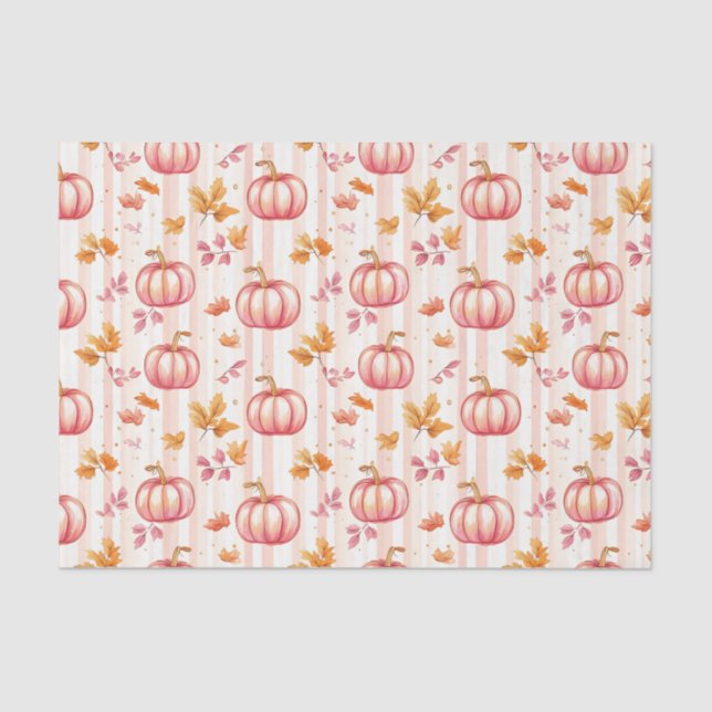 Autumn Pumpkins and Leaves Fall Pattern Decoupage Seidenpapier (Vorderseite)