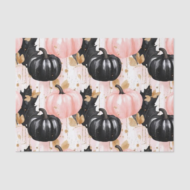 Autumn Pumpkins and Leaves Fall Pattern Decoupage Seidenpapier (Vorderseite)