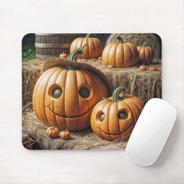 Autumn Pumpkins auf Hay Bales Mousepad (Mit Mouse)