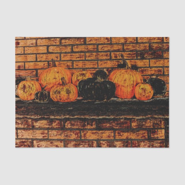Autumn Pumpkins Black Orange Brick Seidenpapier (Vorderseite)