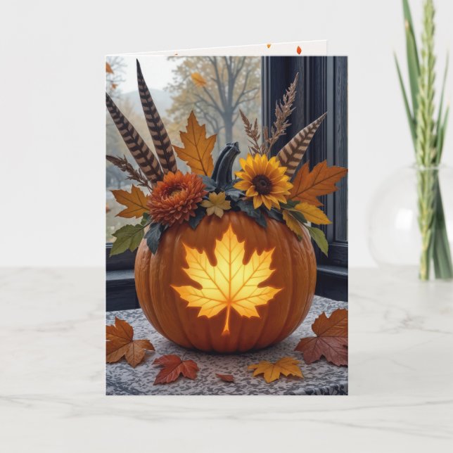 Autumn Pumpkins Bouquet Karte (Vorderseite)