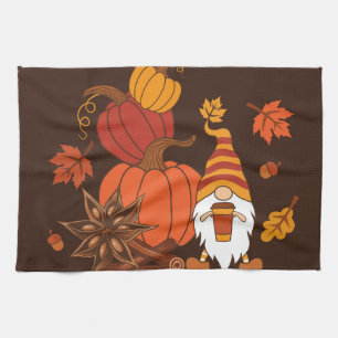 Autumn Pumpkins Gnome Speckkarte Geschirrtuch