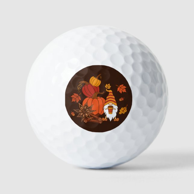 Autumn Pumpkins Gnome Speckkarte Golfball (Vorderseite)