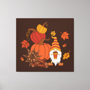Autumn Pumpkins Gnome Speckkarte Leinwanddruck