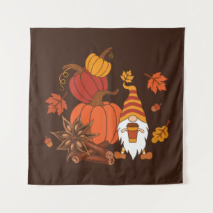Autumn Pumpkins Gnome Speckkarte Wandteppich