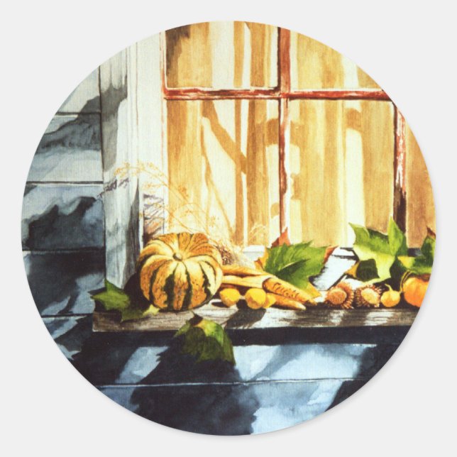 Autumn Pumpkins Runder Aufkleber (Vorderseite)