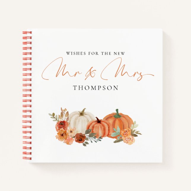 Autumn Pumpkins Wünsche für Mr. Mrs. Guest Book Notizbuch (Vorderseite)
