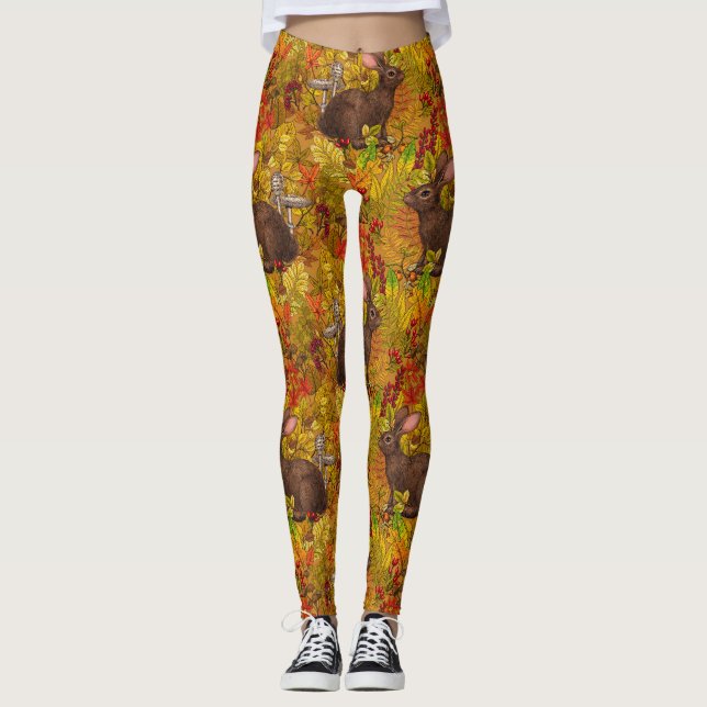 Autumn Rabbit on ochre Leggings (Vorderseite)