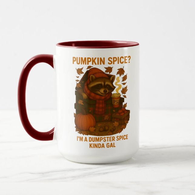 Autumn Raccoon Funny Pumpkin Spice Latte Tasse (Links)