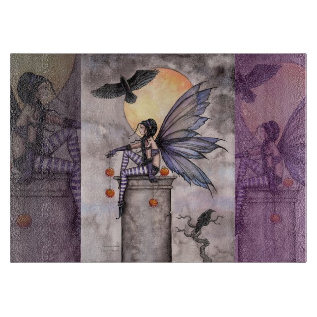 Autumn Raven Fairy Fantasy Art Schneidebrett (Vorderseite)