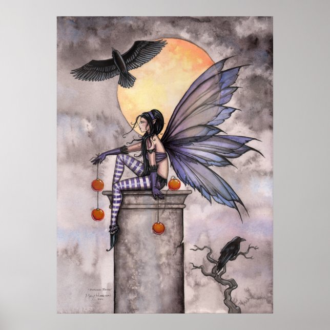 Autumn Raven Gothasy Fantasy Fairy Poster (Vorne)