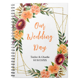 Autumn Red and Orange Floral Wedding Planner Notizblock