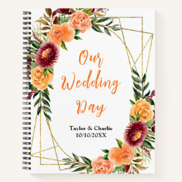 Autumn Red and Orange Floral Wedding Planner Notizbuch