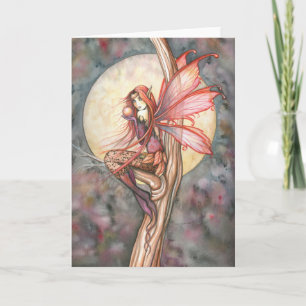 Autumn Red Fairy Greeting Card by Molly Harrison Karte
