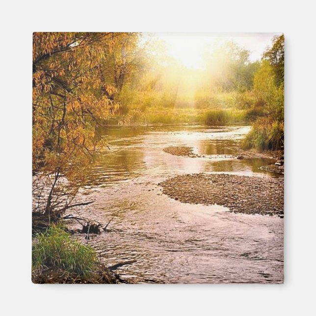 Autumn River 2" Square Magnet (Vorne)