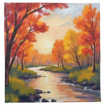 Autumn River | Fall Foliage Nature Watercolor