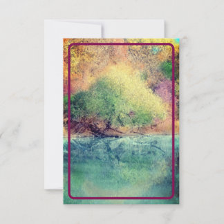 Autumn River with Maroon Border- Blank Card Dankeskarte