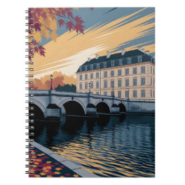 Autumn Riverside European City Illustration Art Notizblock