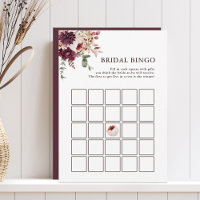 Autumn Romance Floral Bridal Bingo Editable Card